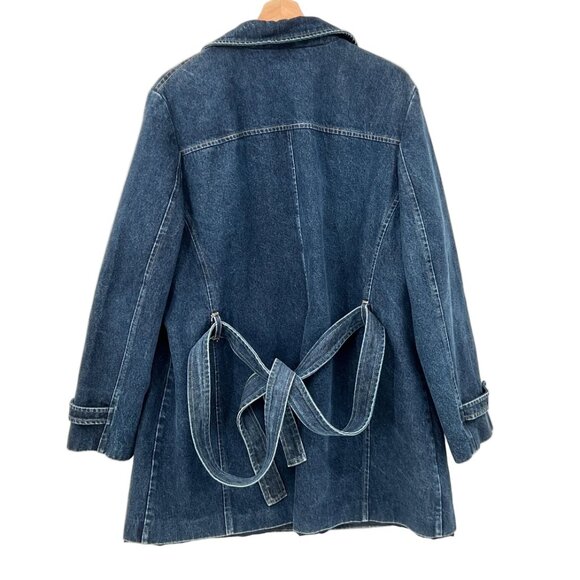 Vintage Encore Denim Belted Trench Jacket - Picture 2 of 5